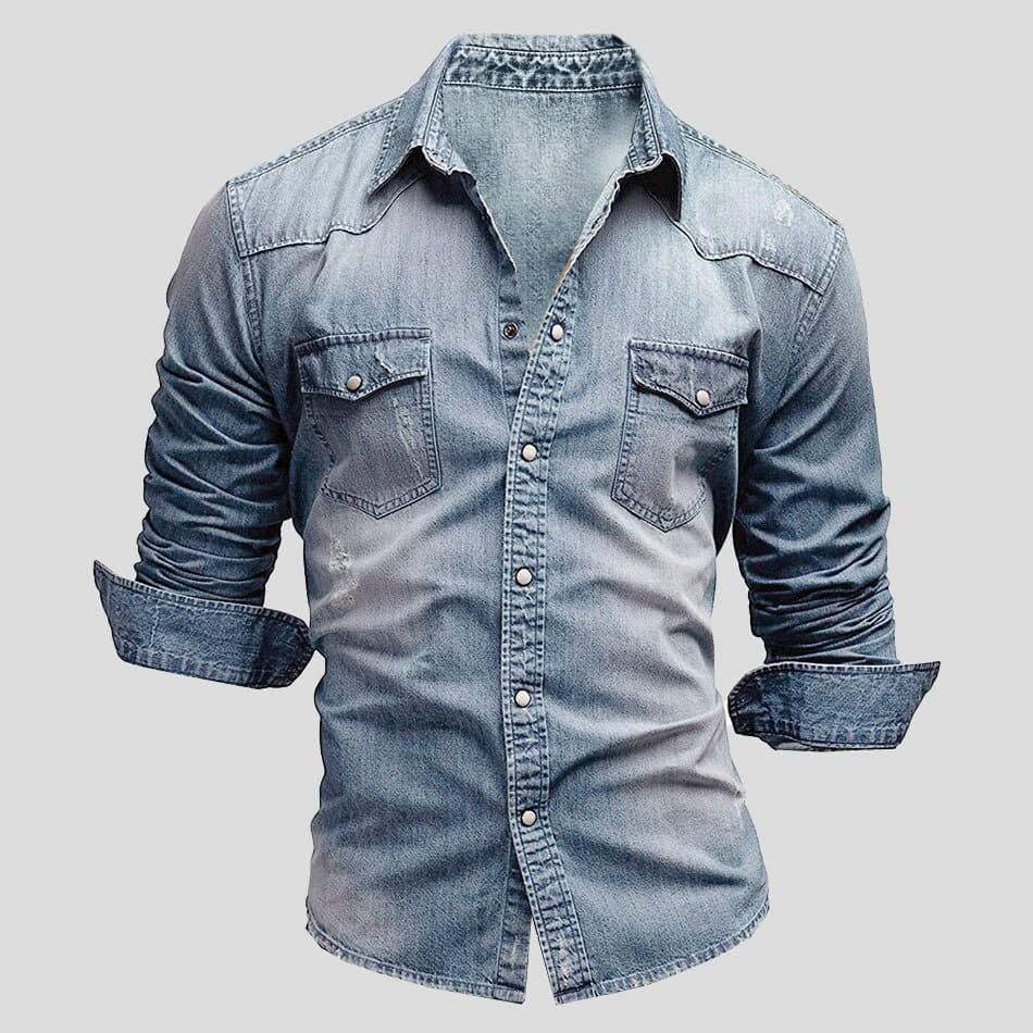 Denim shirt - Slim fit - Lange mouwen - Jeansshirt - Knopenhemd voor mannen-Boetiek Moda