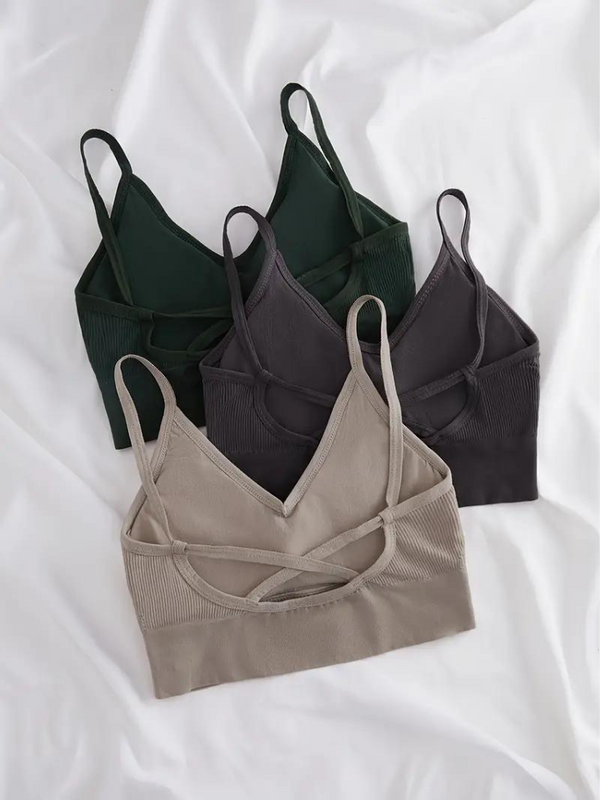 Diantha Beha Set | 3-Delige Geribbelde Draadloze Bralette Set-Boetiek Moda