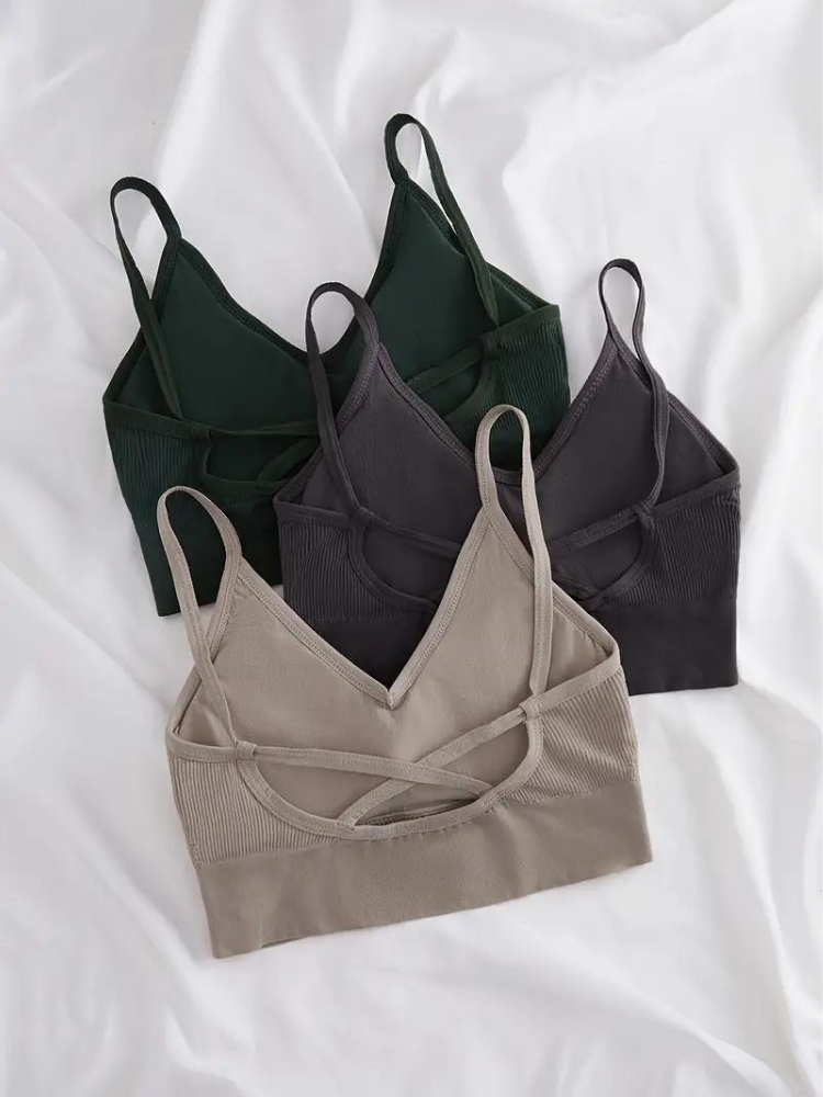 Diantha Beha Set | 3-Delige Geribbelde Draadloze Bralette Set-Boetiek Moda