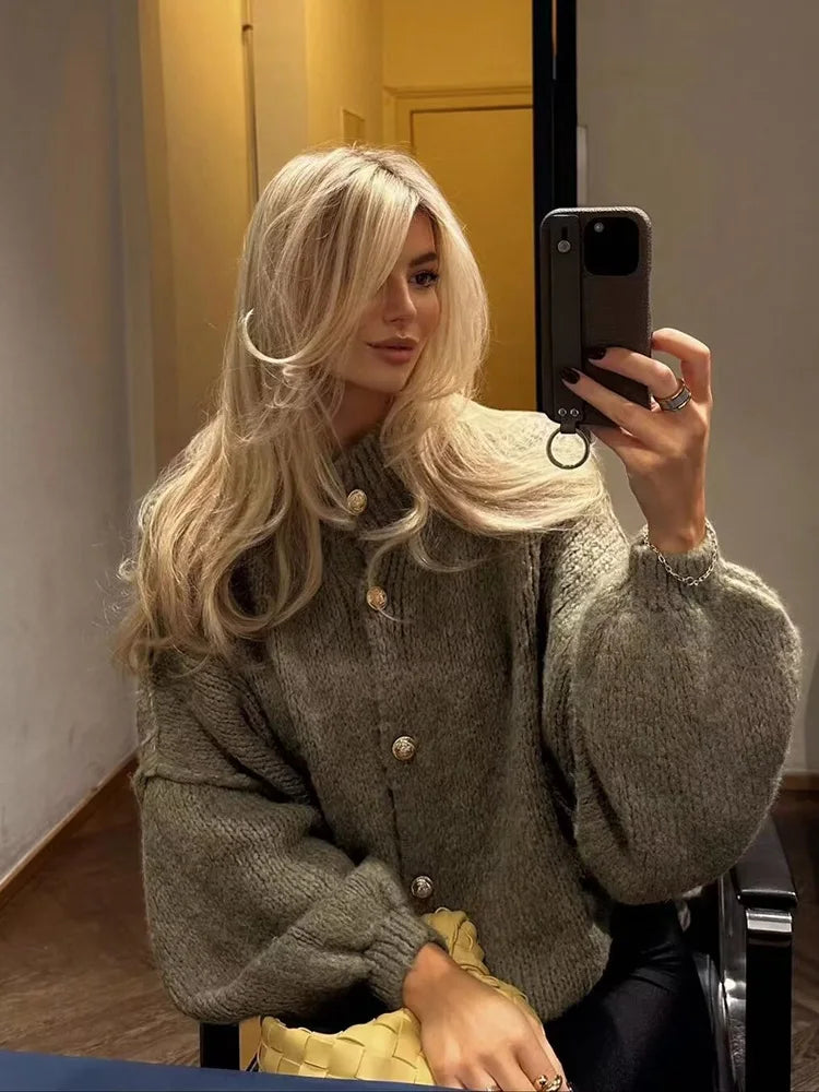 Dikke Cardigan | Gebreid | Met knopen | Oversized vest | Damesvest-Boetiek Moda