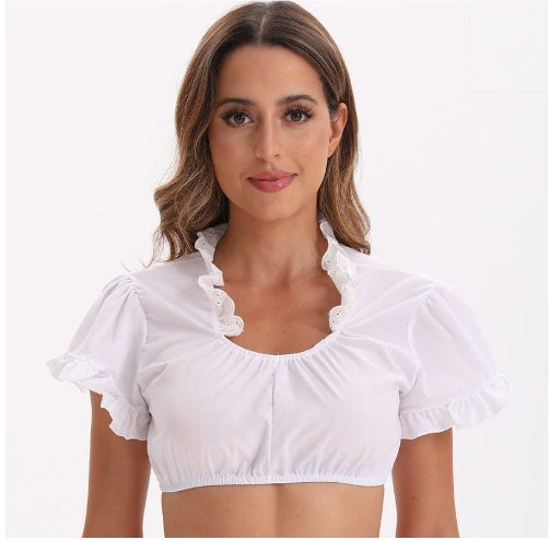 Dirndl-blouse - Kant - Korte mouwen - Dirndl-top - Oktoberfest-outfit voor dames-Boetiek Moda