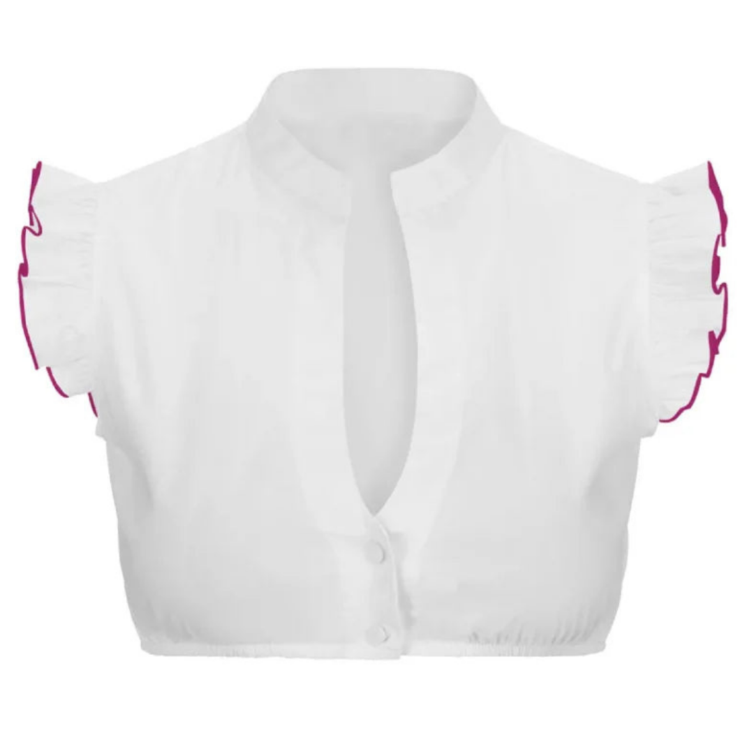 Dirndl-blouse - Witte top met korte mouwen voor dames, perfect voor het Oktoberfest-Boetiek Moda
