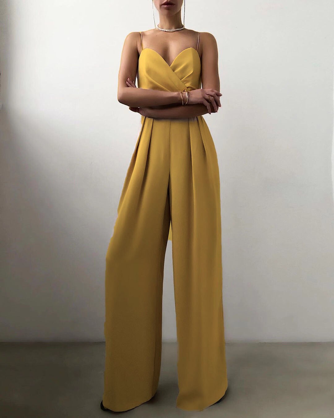 Elegante jumpsuit | Mouwloos | Spaghettibandjes | Jumpsuit met wijde pijpen | Damesjumpsuit-Boetiek Moda