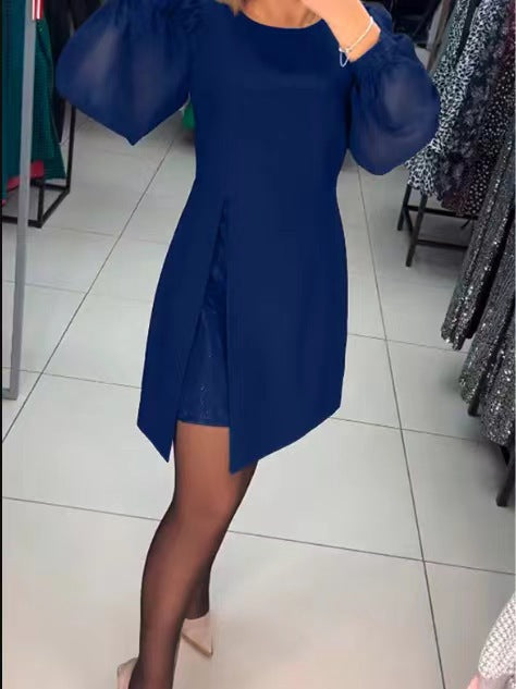 Elegante jurk - Lantaarnmouw - Knielengte - Jurk met lange mouwen - A-lijn jurk-Boetiek Moda