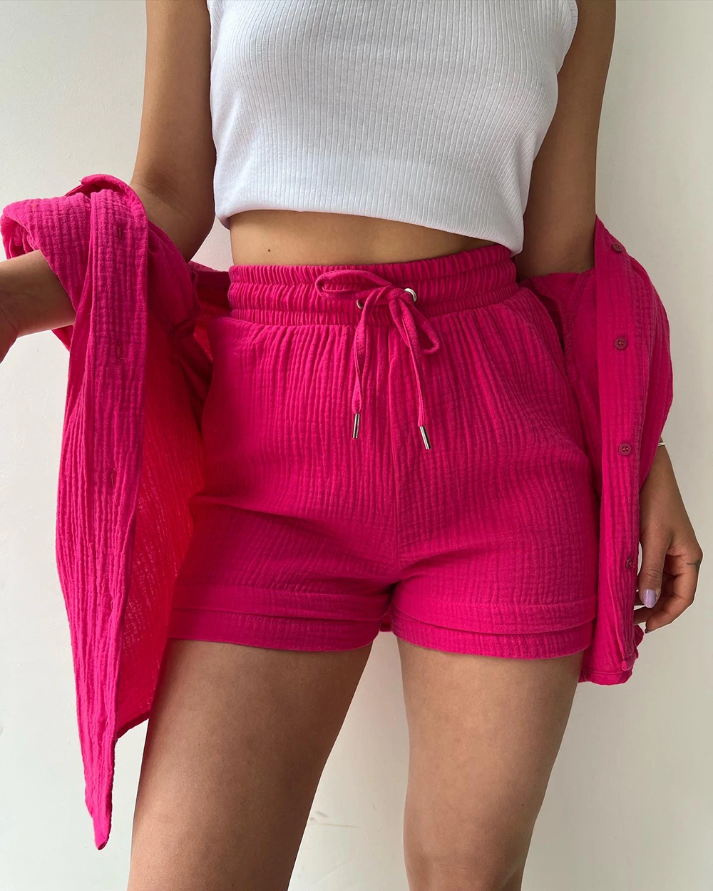 Elena Matching Set | Casual tweedelige shorts & revers shirt set is een toptrend deze zomer-Boetiek Moda
