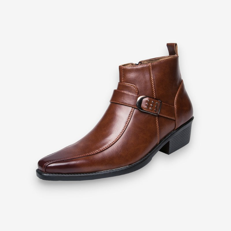 Enkellaarzen - Lage hakken met rits aan de zijkant en spitse neus voor heren-Boetiek Moda