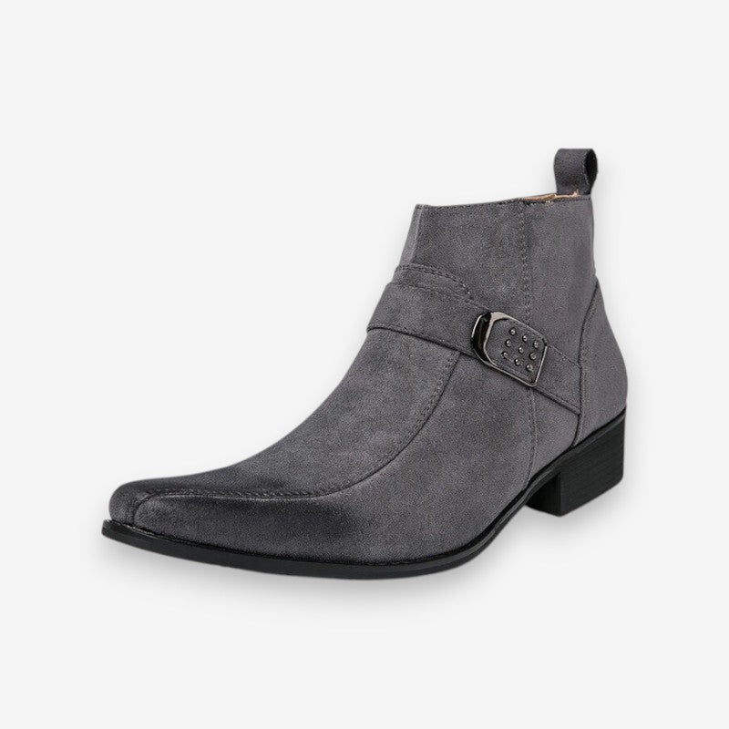 Enkellaarzen - Lage hakken met rits aan de zijkant en spitse neus voor heren-Boetiek Moda