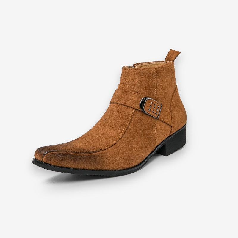 Enkellaarzen - Lage hakken met rits aan de zijkant en spitse neus voor heren-Boetiek Moda