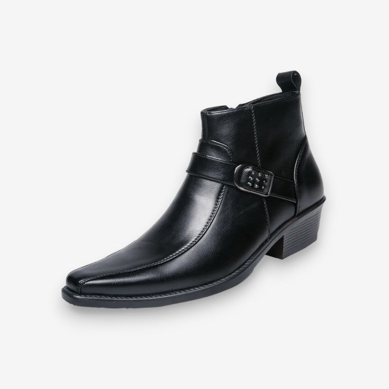 Enkellaarzen - Lage hakken met rits aan de zijkant en spitse neus voor heren-Boetiek Moda