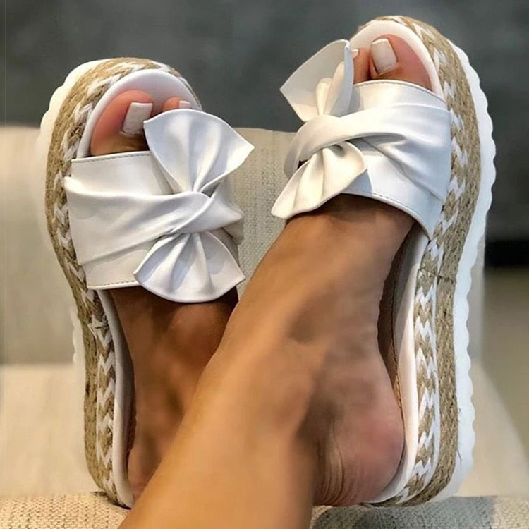 Espadrilles - Slip-On - Strik - Platform Slippers - Damessandalen-Boetiek Moda