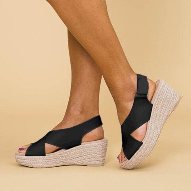 Espadrilles met sleehak - Orthopedisch - Verstelbare band - Platformsandalen - Damessandalen-Boetiek Moda