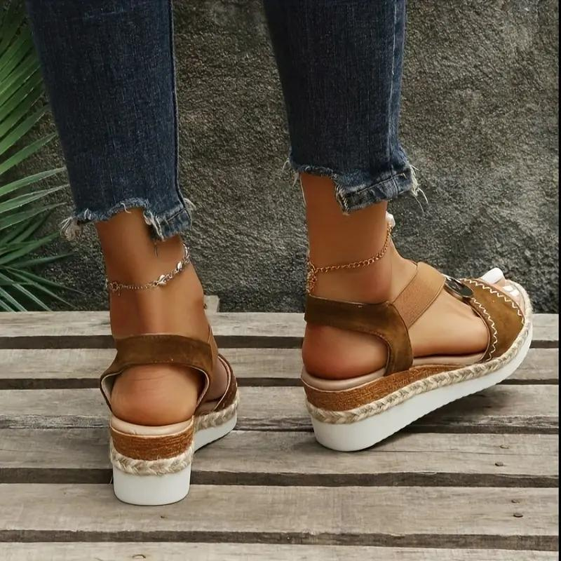 Espadrillesandalen, Platform, Elastische band, Sleehakken, Zomerschoenen-Boetiek Moda