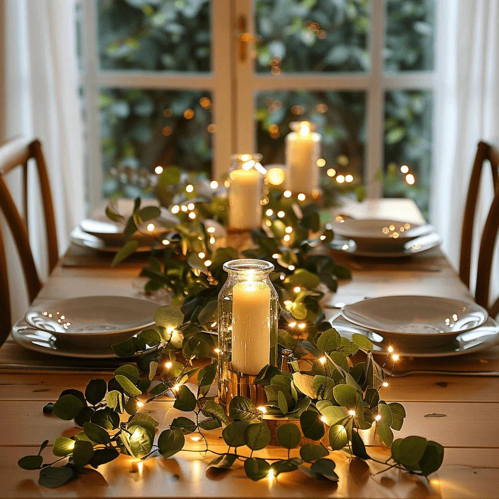 Eucalyptuskrans | Kunstmatig | LED | Kunstmatig kerstgroen | Groene krans-Boetiek Moda