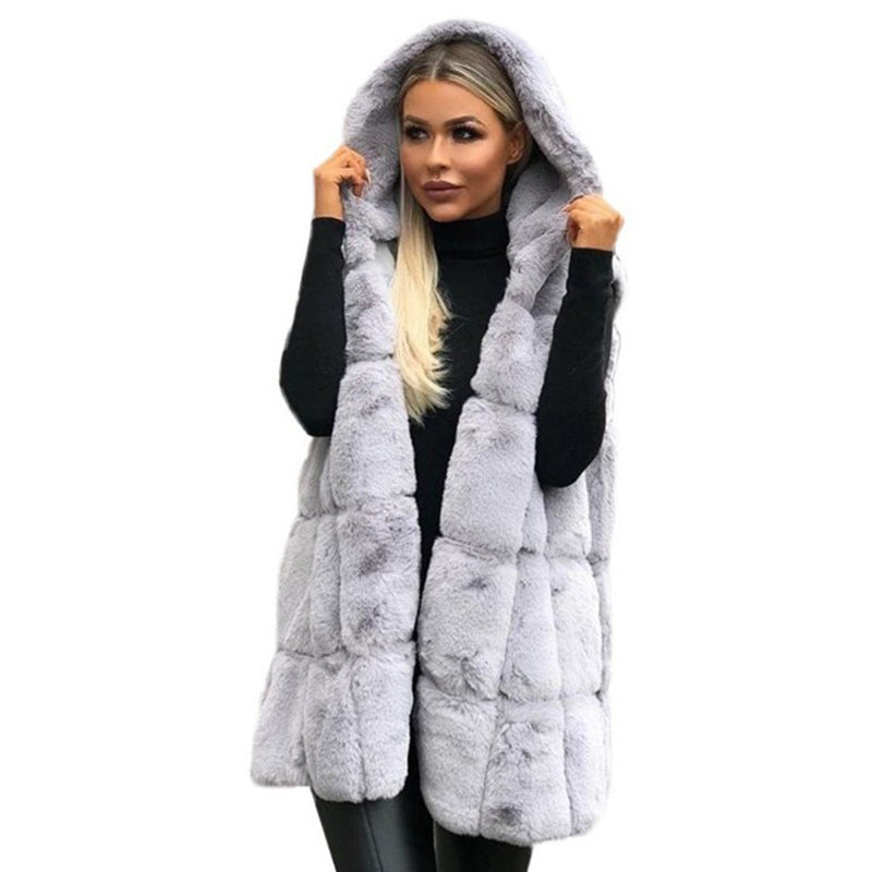 Faux Bont Gilet - Vrouwen Mouwloos Winter Vest met Capuchon Bodywarmer-Boetiek Moda