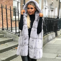Faux Bont Gilet - Vrouwen Mouwloos Winter Vest met Capuchon Bodywarmer-Boetiek Moda