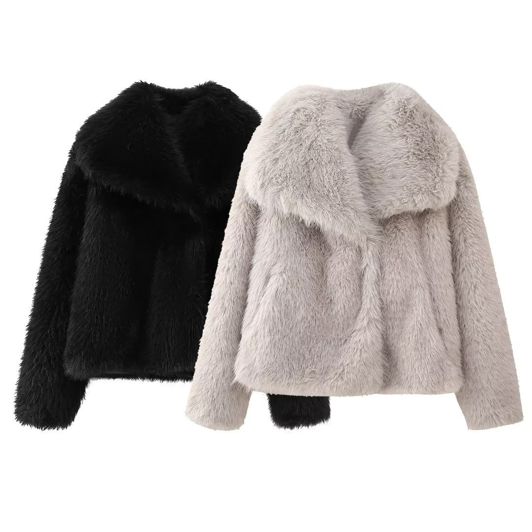 Faux Bontjas - Vrouwen Oversized Korte Fluffy Bontjas-Boetiek Moda