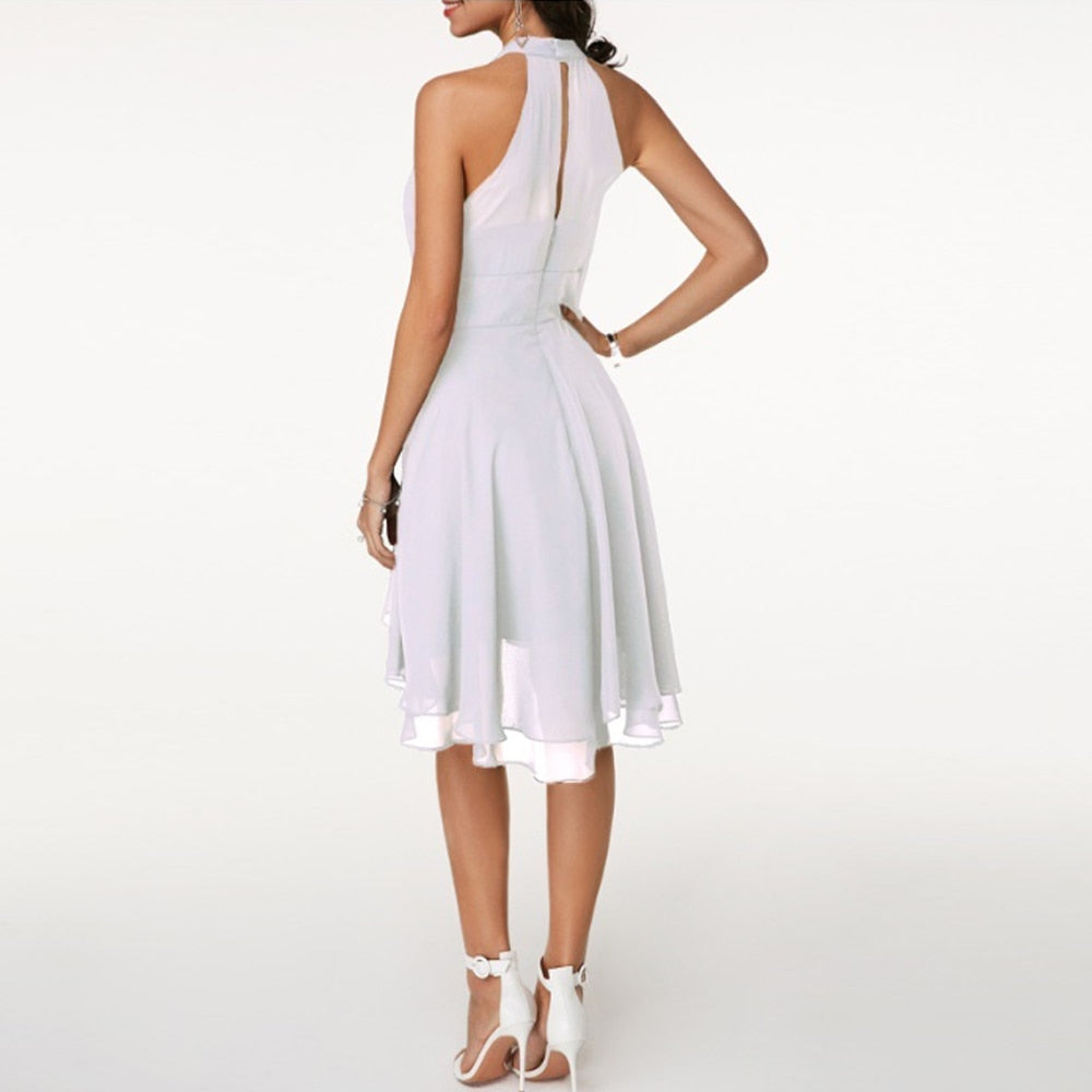 Feestjurk | Halternek | Mouwloos | Cocktailjurk | Elegante jurk-Boetiek Moda