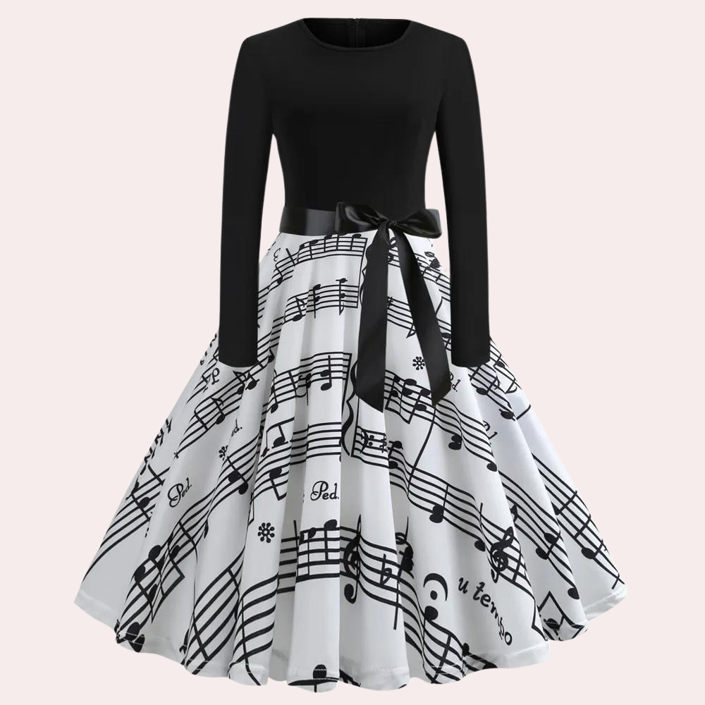 Fit & Flare-jurk - Damesjurk met lange mouwen en klokvormige zoom tot op de knie-Boetiek Moda