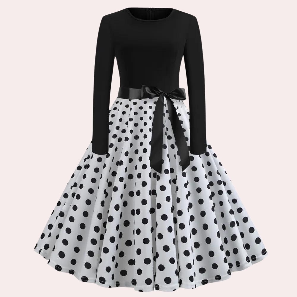 Fit & Flare-jurk - Damesjurk met lange mouwen en klokvormige zoom tot op de knie-Boetiek Moda