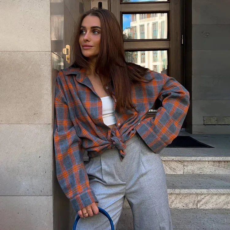 Flanellen overhemd - Katoen - Ruit - Oversized overhemd - Flanellen overhemden voor dames-Boetiek Moda