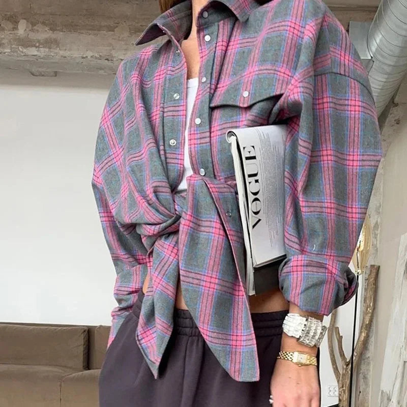 Flanellen overhemd - Katoen - Ruit - Oversized overhemd - Flanellen overhemden voor dames-Boetiek Moda