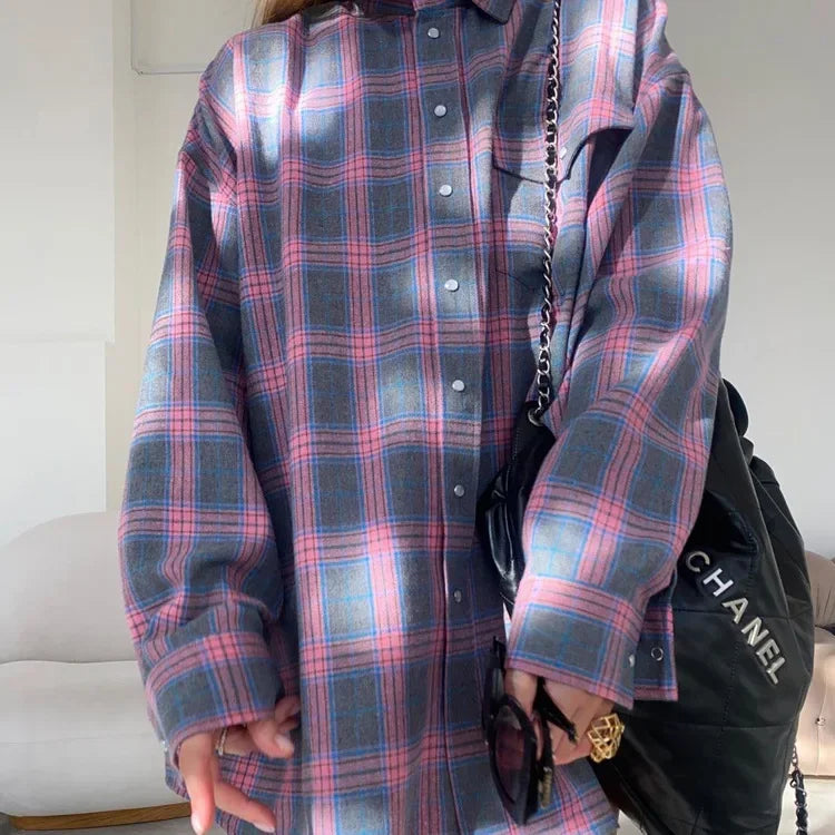 Flanellen overhemd - Katoen - Ruit - Oversized overhemd - Flanellen overhemden voor dames-Boetiek Moda