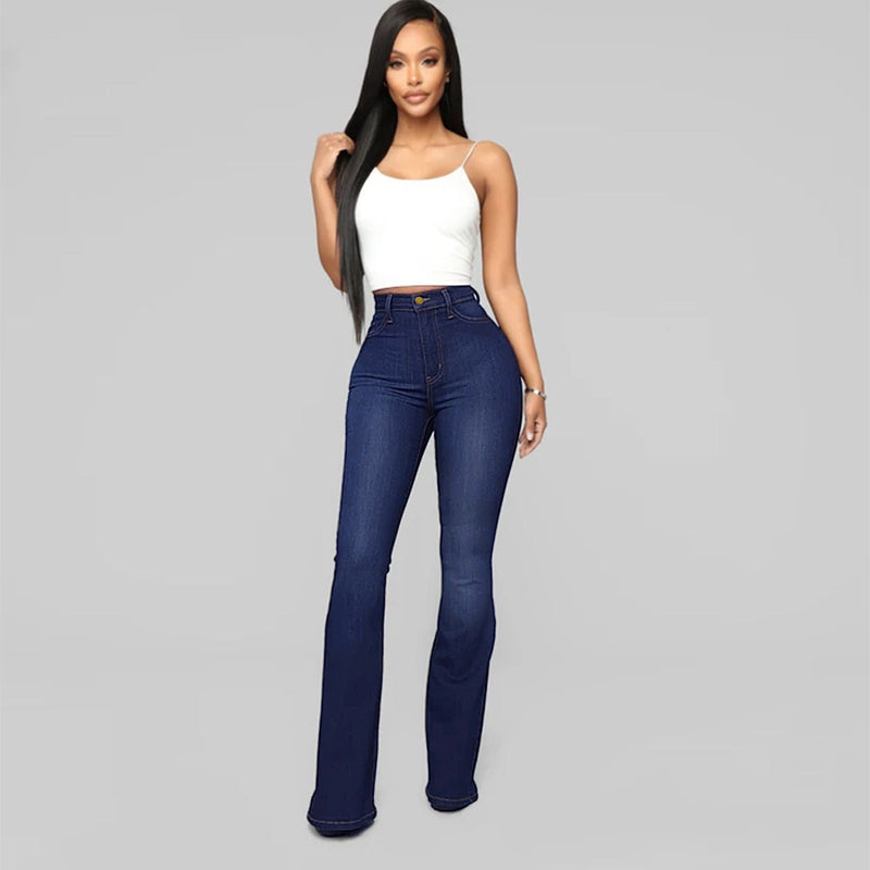 Flared Jeans | Bell Bottom | Stretch | Jeans met hoge Taille | Damesjeans-Boetiek Moda