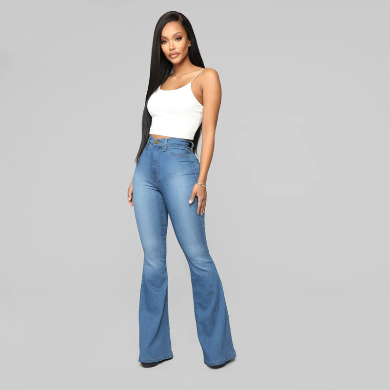 Flared Jeans | Bell Bottom | Stretch | Jeans met hoge Taille | Damesjeans-Boetiek Moda