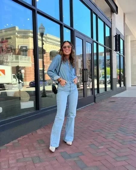 Flared Jeans | Blauw | Denim | High Waisted Jeans | Damesjeans-Boetiek Moda