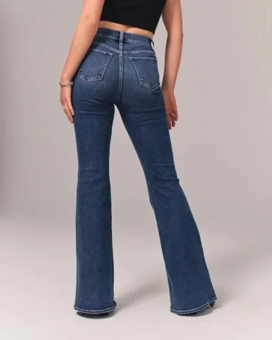 Flared Jeans | Blauw | Denim | High Waisted Jeans | Damesjeans-Boetiek Moda