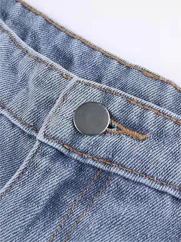 Flared Jeans - Lichtblauwe jeans met sterrenprint en hoge taille voor dames-Boetiek Moda