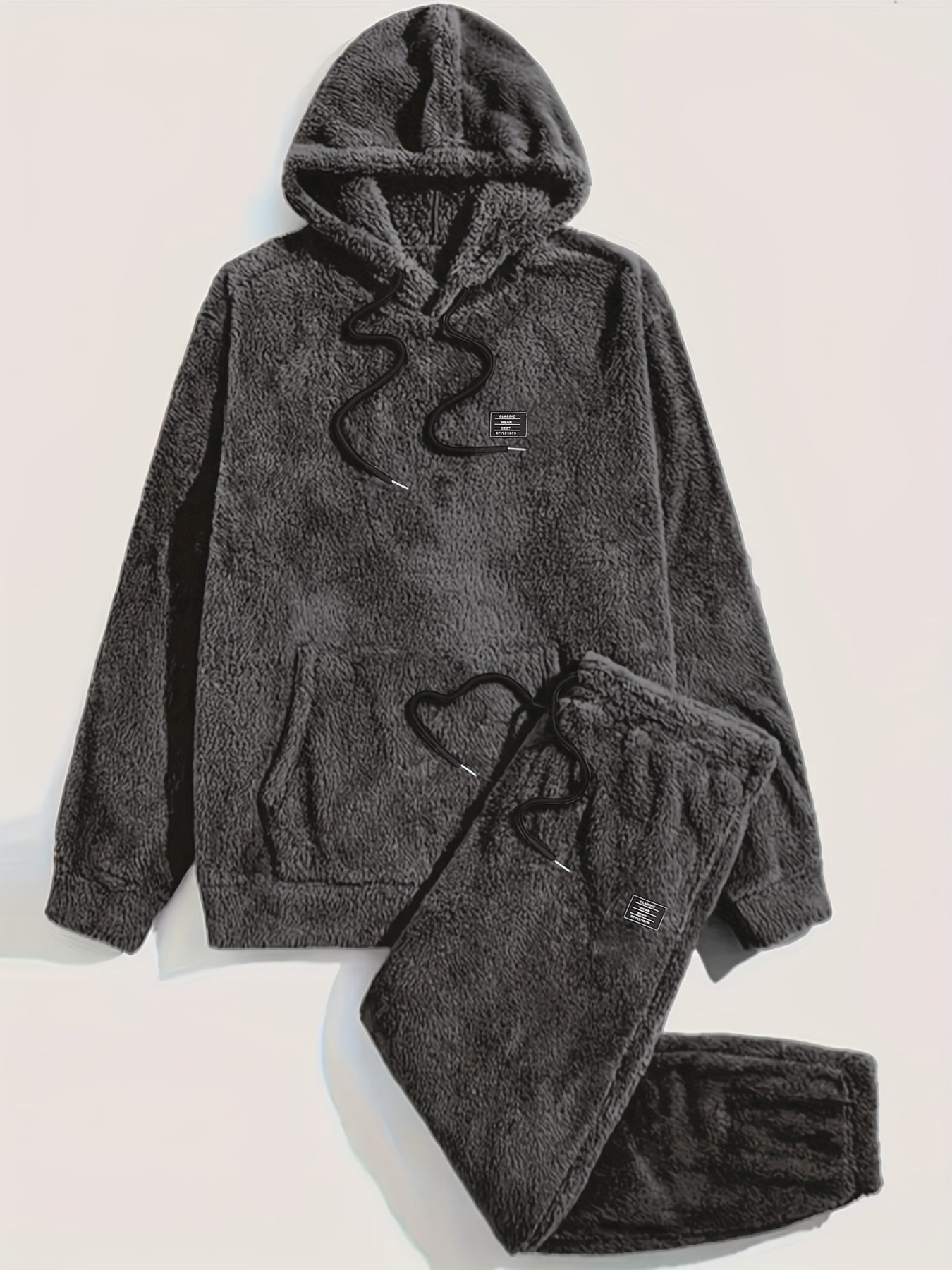Fleece Loungewear - Comfy Tweedelige Teddy Hoodie en Sweatbroek Set-Boetiek Moda