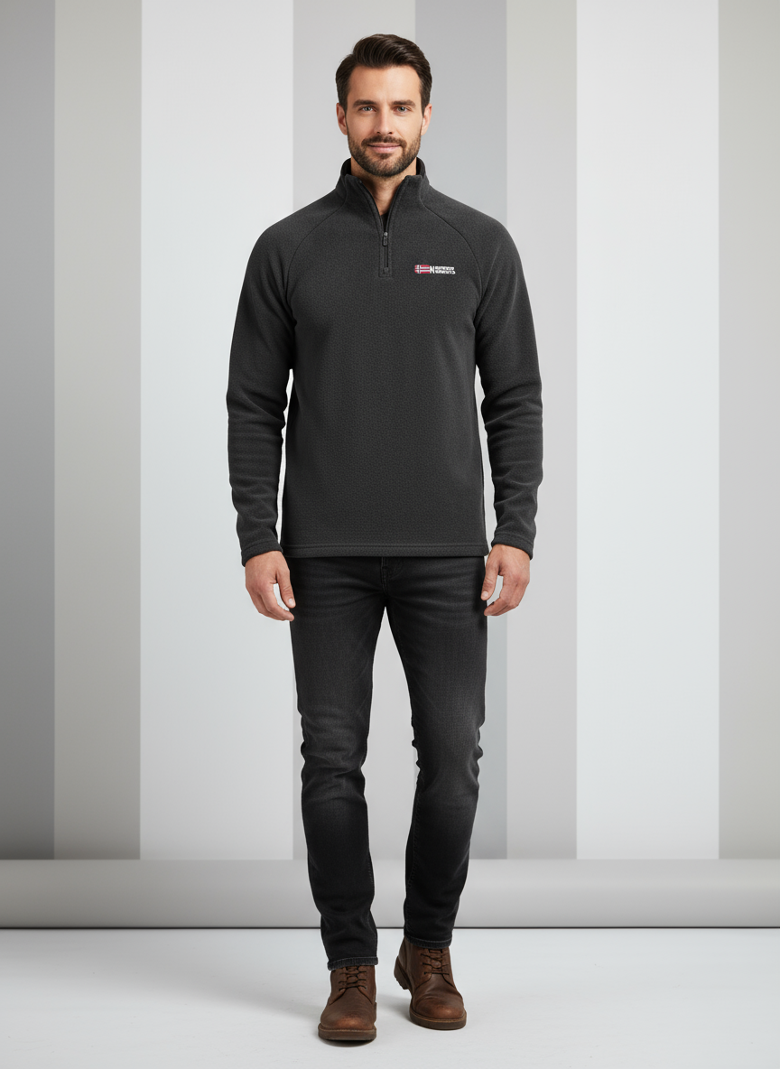 Fleece Pullover - Warme Quarter-Zip Fleece Sweatshirt voor heren-Boetiek Moda