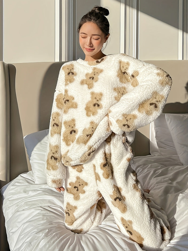 Fleece Pyjama | Lange Mouw | Teddy | Winter Pyjama | Dames Loungewear-Boetiek Moda