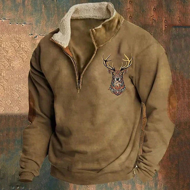 Fleece Trui - Warme fleece trui met halve rits voor mannen voor de winter-Boetiek Moda