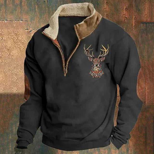 Fleece Trui - Warme fleece trui met halve rits voor mannen voor de winter-Boetiek Moda