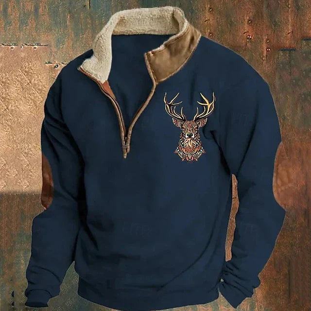 Fleece Trui - Warme fleece trui met halve rits voor mannen voor de winter-Boetiek Moda