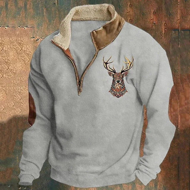 Fleece Trui - Warme fleece trui met halve rits voor mannen voor de winter-Boetiek Moda