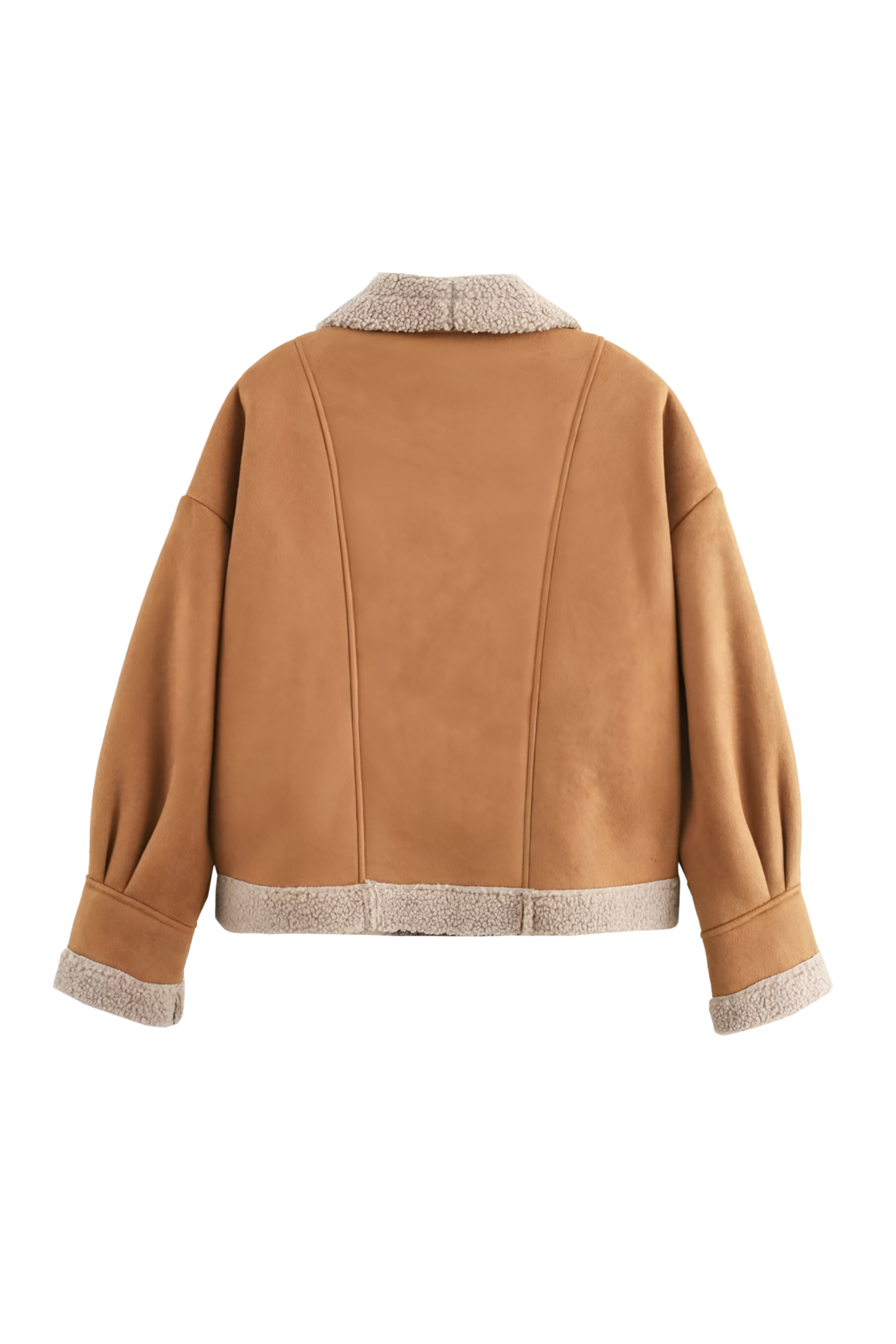 Fleece gevoerde jas - Bruin - Teddy gevoerd - Suède winterjas - Winterjas voor dames-Boetiek Moda