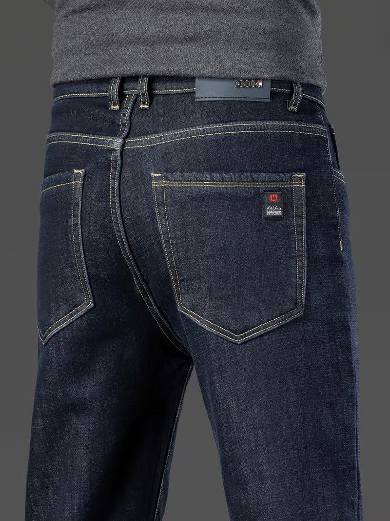 Fleece gevoerde jeans - Stretch jeans met rechte pijpen voor heren-Boetiek Moda