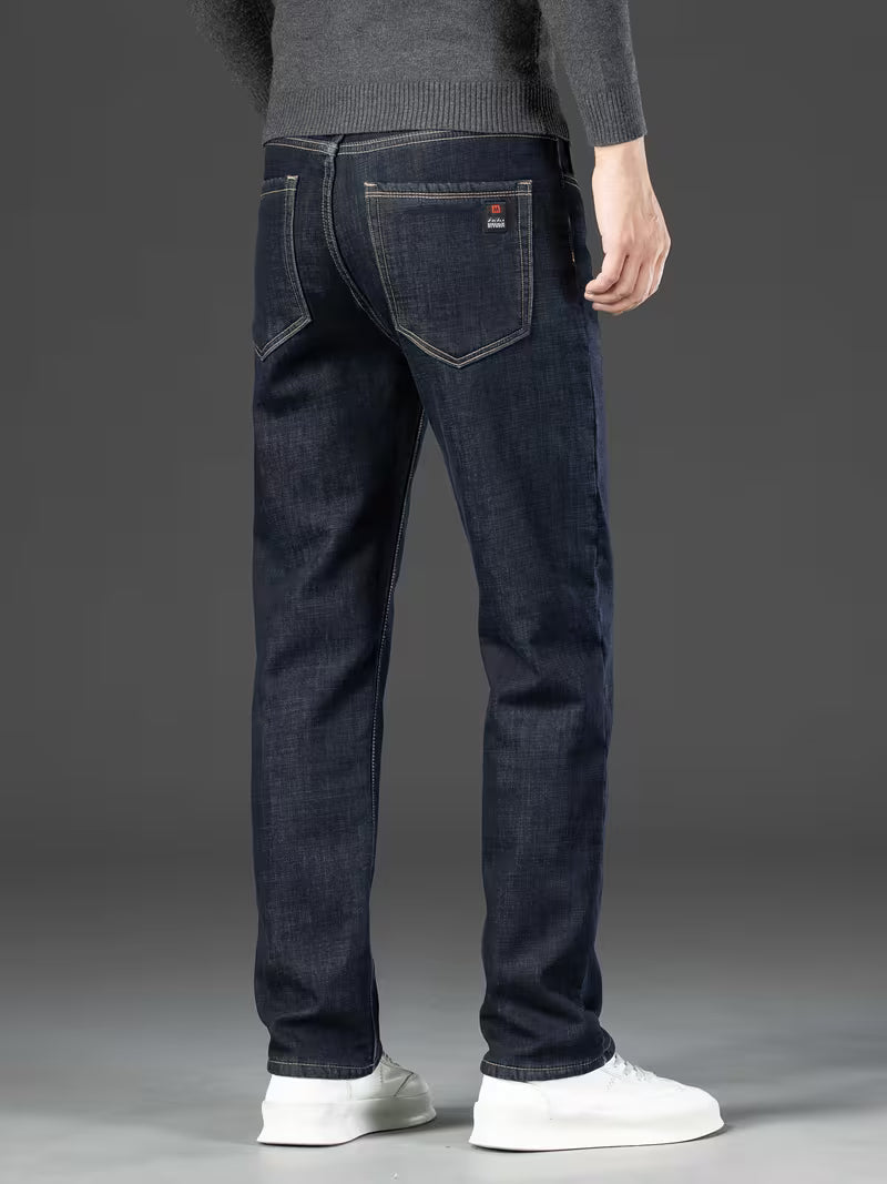 Fleece gevoerde jeans - Stretch jeans met rechte pijpen voor heren-Boetiek Moda