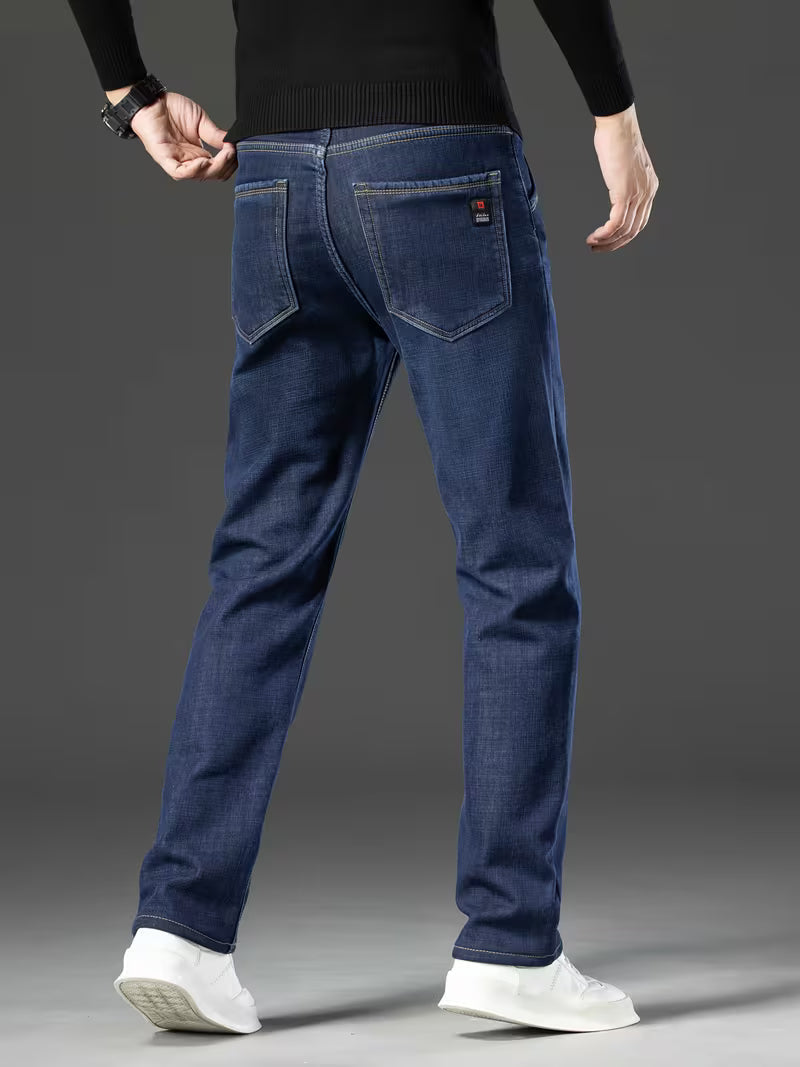 Fleece gevoerde jeans - Stretch jeans met rechte pijpen voor heren-Boetiek Moda