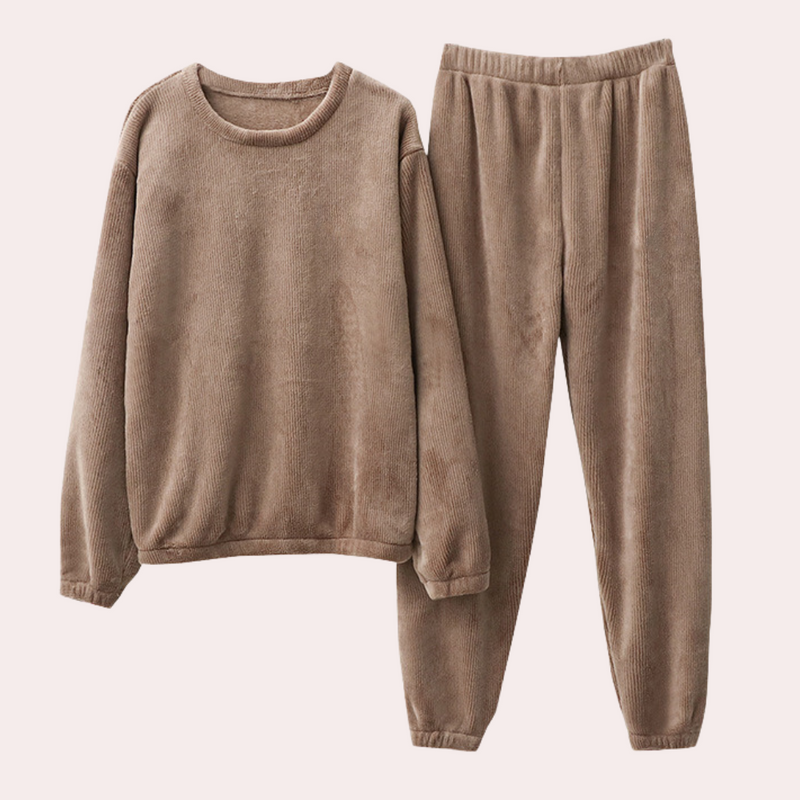 Fluffy Pyjama Set | Fleece | Lange Mouwen | Loungeset | Winterpyjama voor Vrouwen-Boetiek Moda