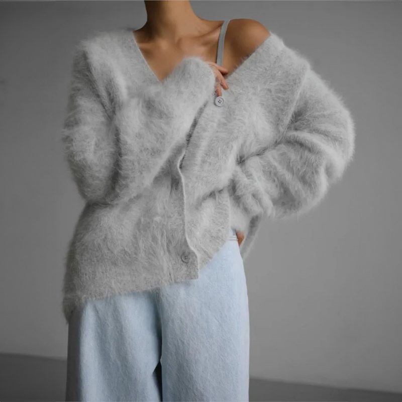 Fluffy Vest - Oversized - Button-Up - Gebreid Vest - Damesbreigoed-Boetiek Moda