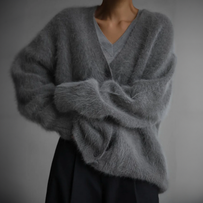 Fluffy Vest - Oversized - Button-Up - Gebreid Vest - Damesbreigoed-Boetiek Moda