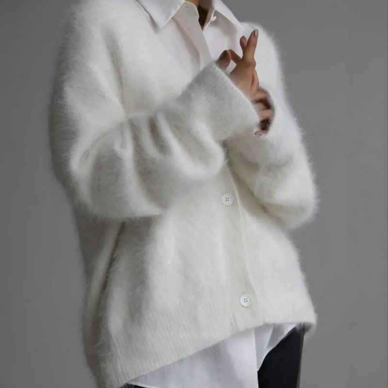 Fluffy Vest - Oversized - Button-Up - Gebreid Vest - Damesbreigoed-Boetiek Moda