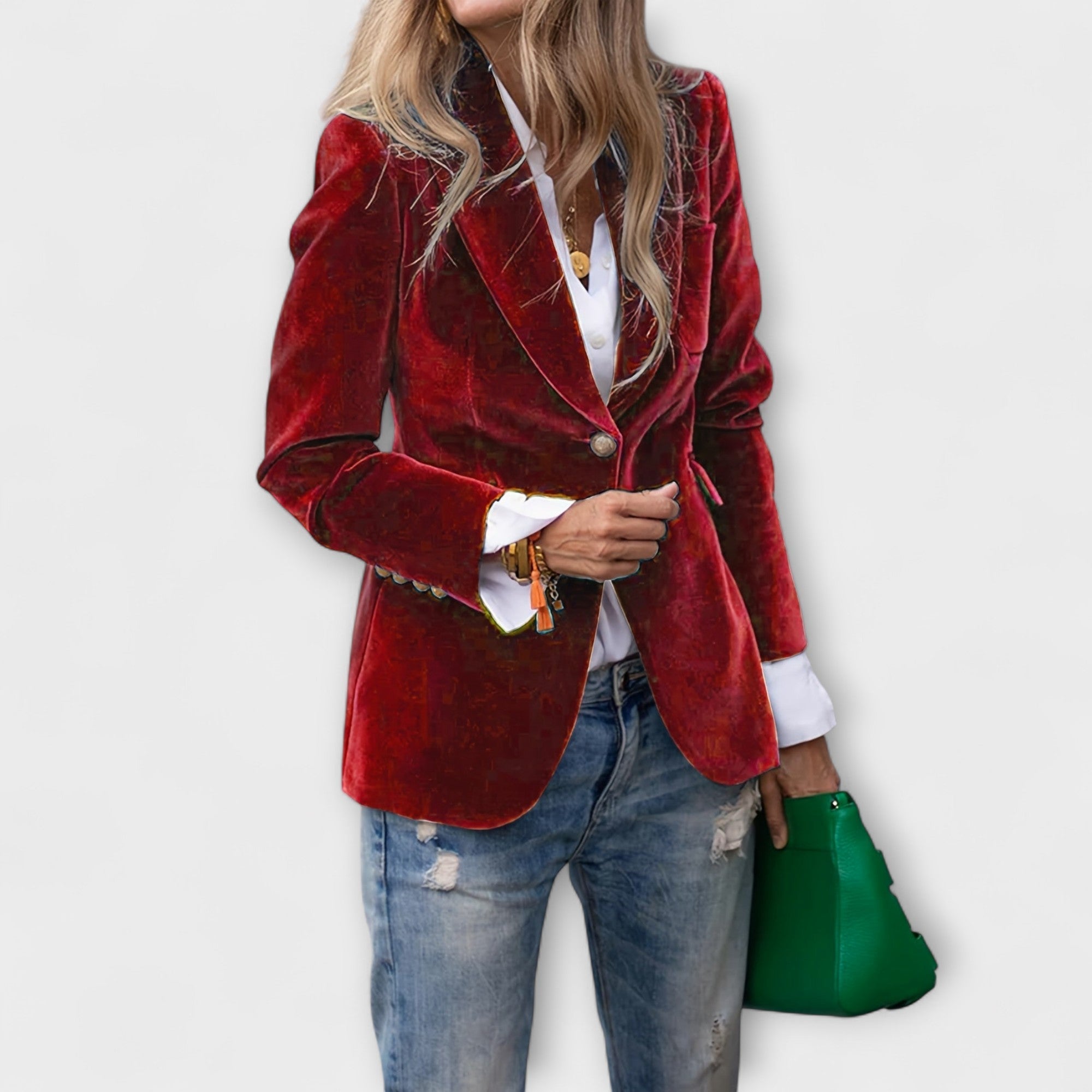 Fluwelen Blazer | Stijlvol | Enkelrijks | Winterblazer | Damesblazer-Boetiek Moda