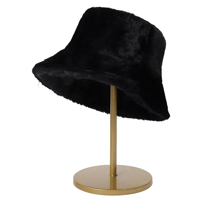 Fuzzy Bucket Hat - Vrouwen pluizige bontmuts voor de winter-Boetiek Moda