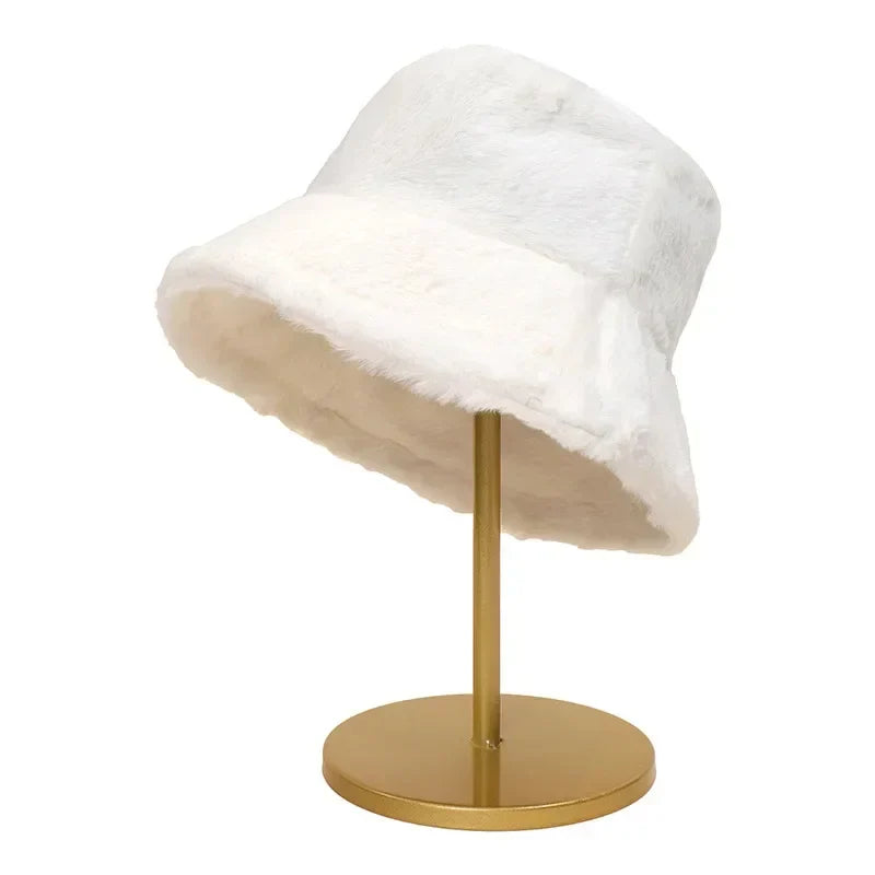 Fuzzy Bucket Hat - Vrouwen pluizige bontmuts voor de winter-Boetiek Moda