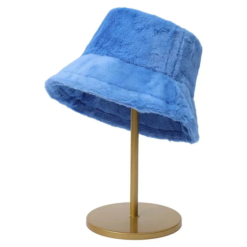Fuzzy Bucket Hat - Vrouwen pluizige bontmuts voor de winter-Boetiek Moda